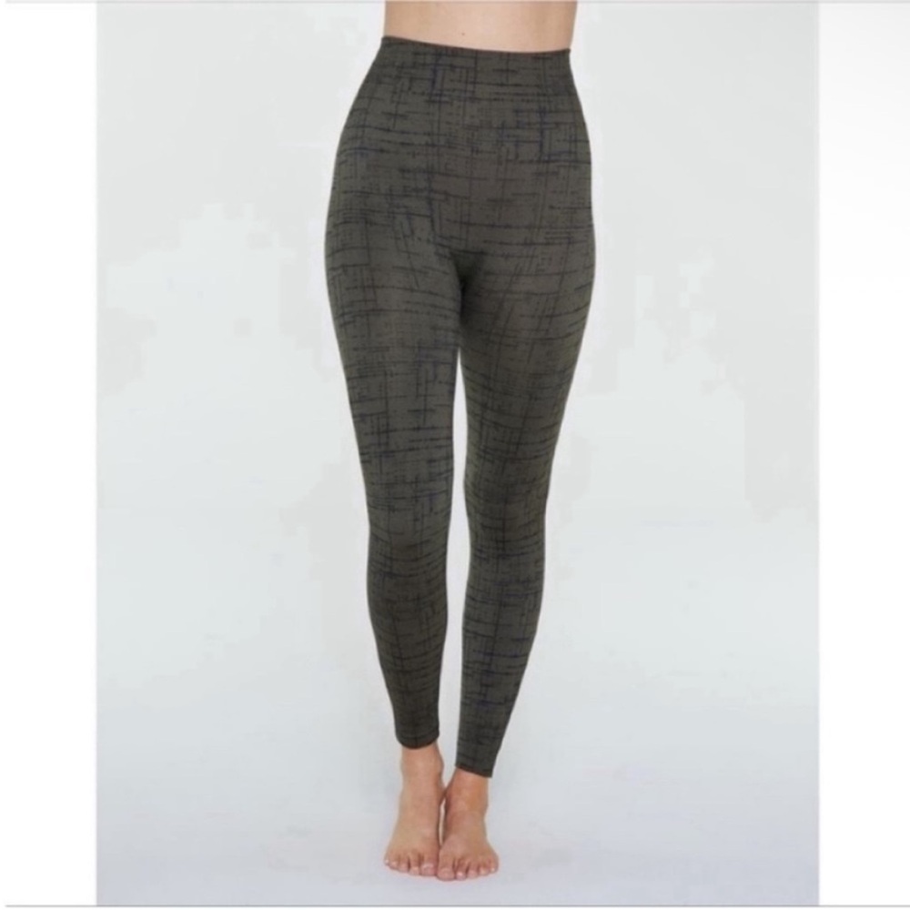 Spanx Look at Me Now leggings olive green crosshatch seamless tummy control